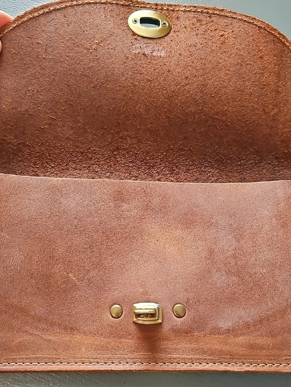 Holtz Leather Co‎ Brown Leather Wristlet Clutch Womens Size OS Handcrafted USA